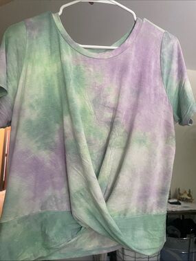 gaze Pastel Lavender & Mint Tie-Dye Twist Hem Tee